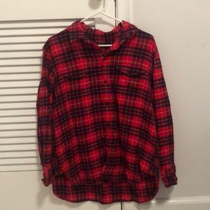Madewell Red and Black Plaid Top
